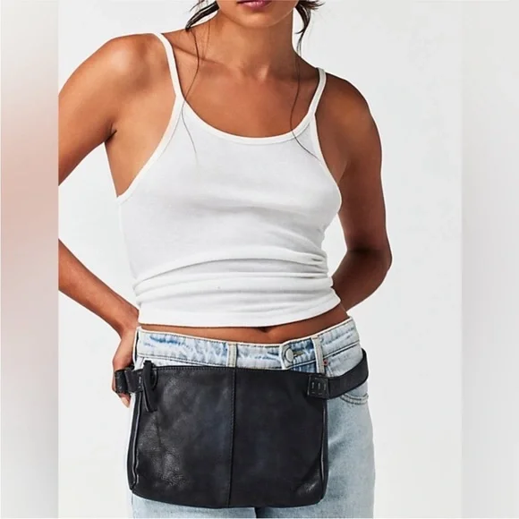 NWT We The Free Calla Sling Black Soft Leather Crossbody Black